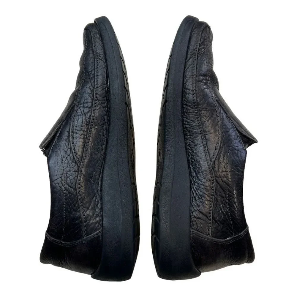 Mephisto Loafers Shoes Men's 9 Black Pebbled Grain Leather Slip-On Round Toe
